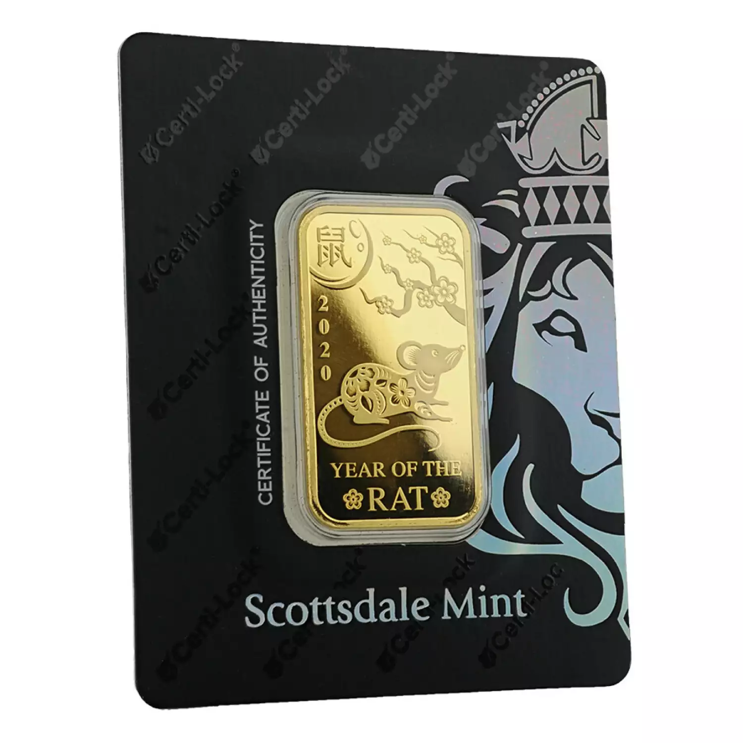 1oz Scottsdale minted Gold Bar - Year of the Rat (2)